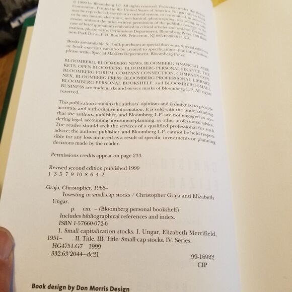 Investing in Small-cap Stocks hardcover book revised 2nd edition 1999 - Picture 8 of 9